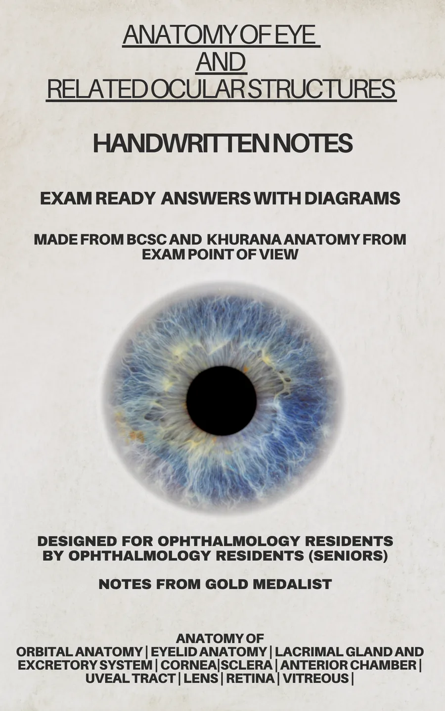 Anatomy of Eye & Related Ocular Structures Exam Ready Handwritten Notes